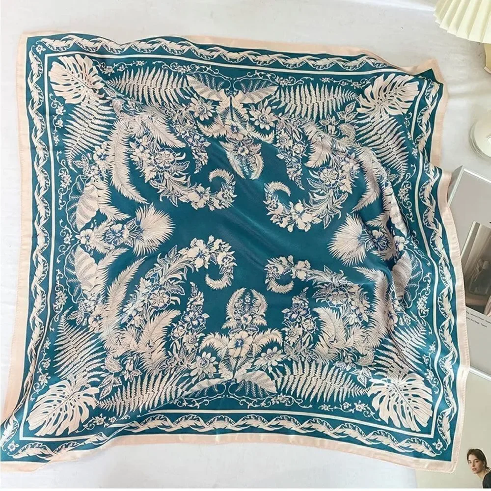 Pink and Blue Silky Scarf